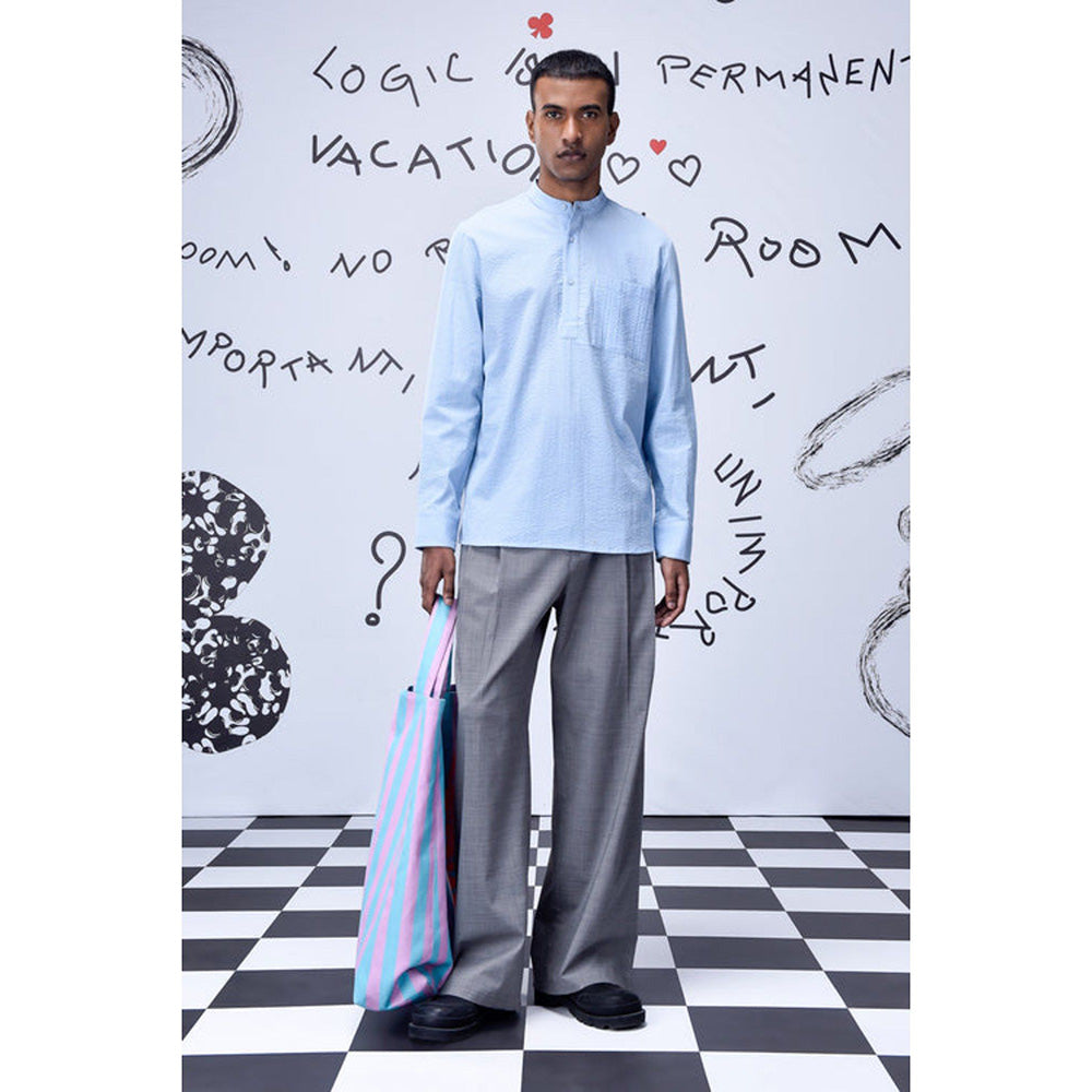 Genes Lecoanet Hemant Solid Regular Fit Shirt-Light Blue