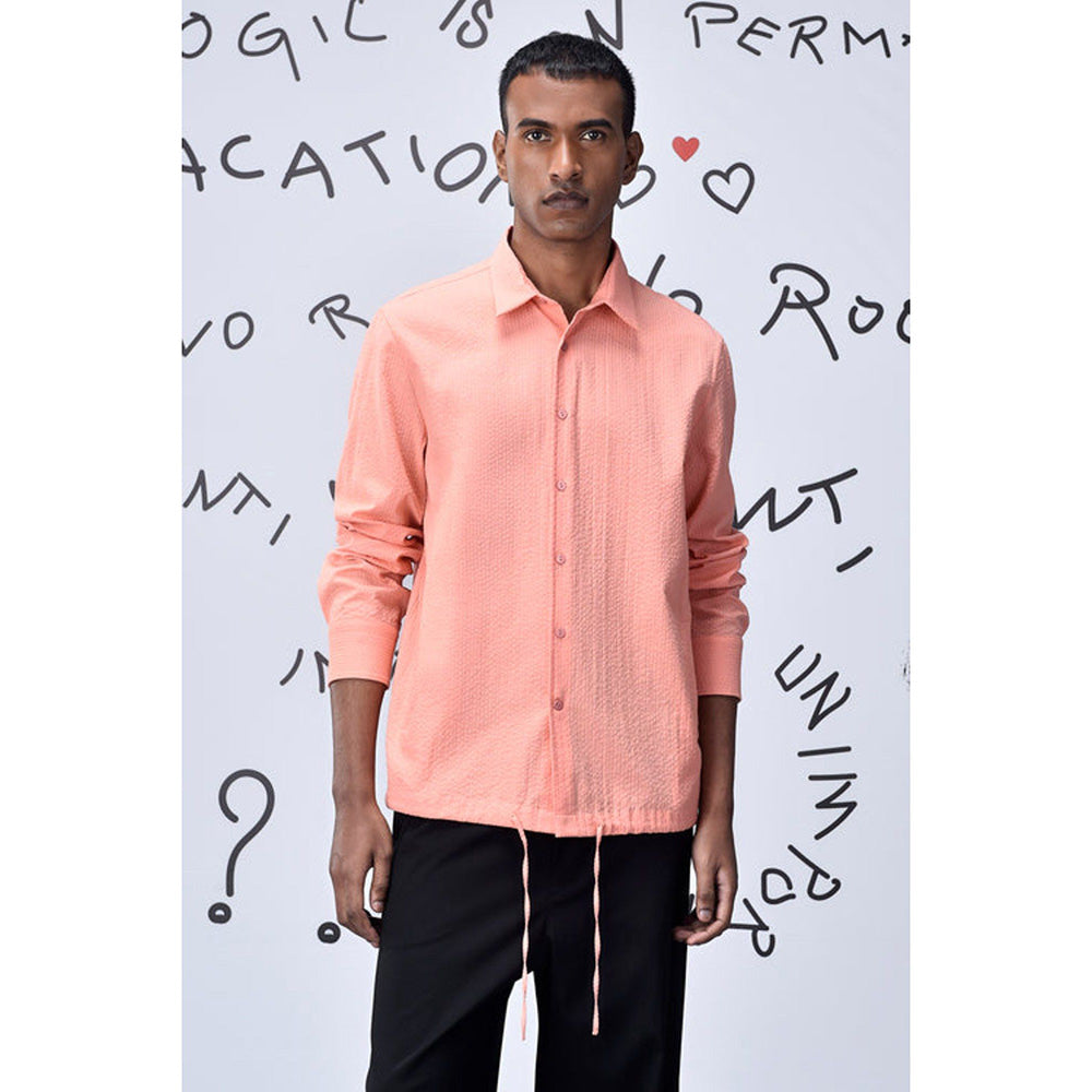 Genes Lecoanet Hemant Drawstring Regular Fit Shirt-Coral Peach