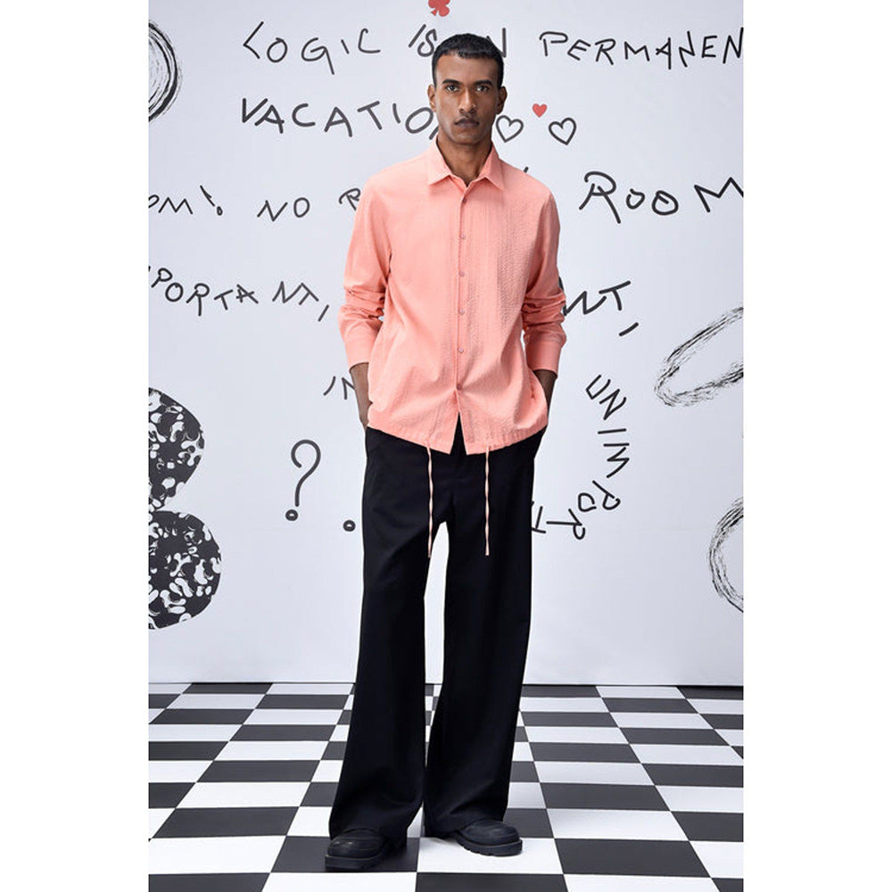Genes Lecoanet Hemant Drawstring Regular Fit Shirt-Coral Peach