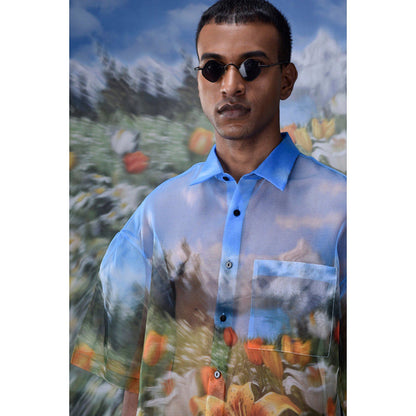 Genes Lecoanet Hemant Organza Garden Print Oversized Shirt