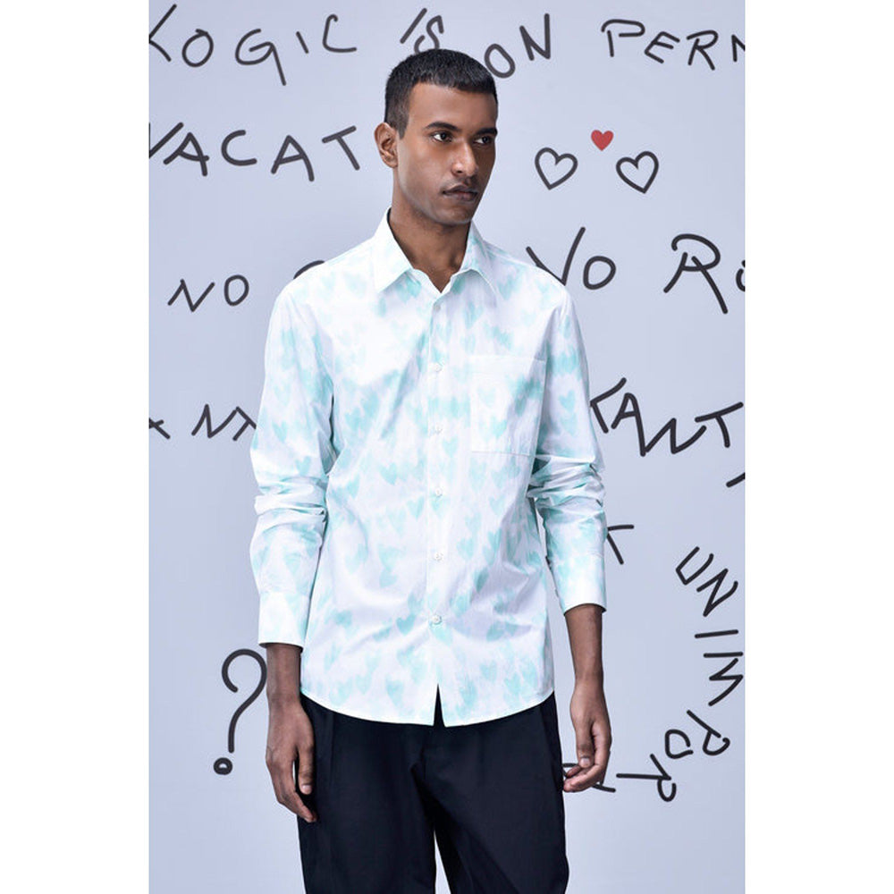 Genes Lecoanet Hemant Button Up Heart Regular Fit Shirt- White
