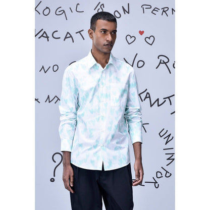 Genes Lecoanet Hemant Button Up Heart Regular Fit Shirt- White