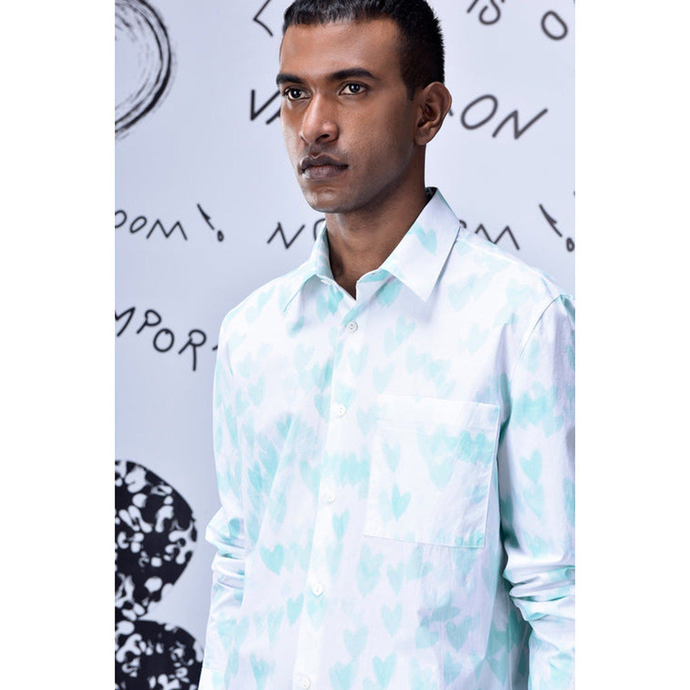 Genes Lecoanet Hemant Button Up Heart Regular Fit Shirt- White