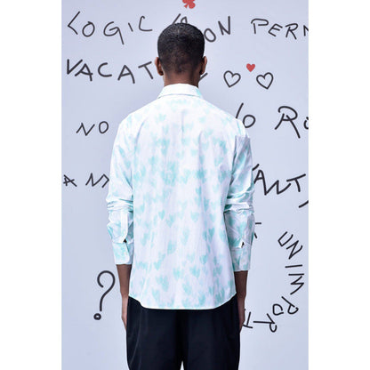 Genes Lecoanet Hemant Button Up Heart Regular Fit Shirt- White