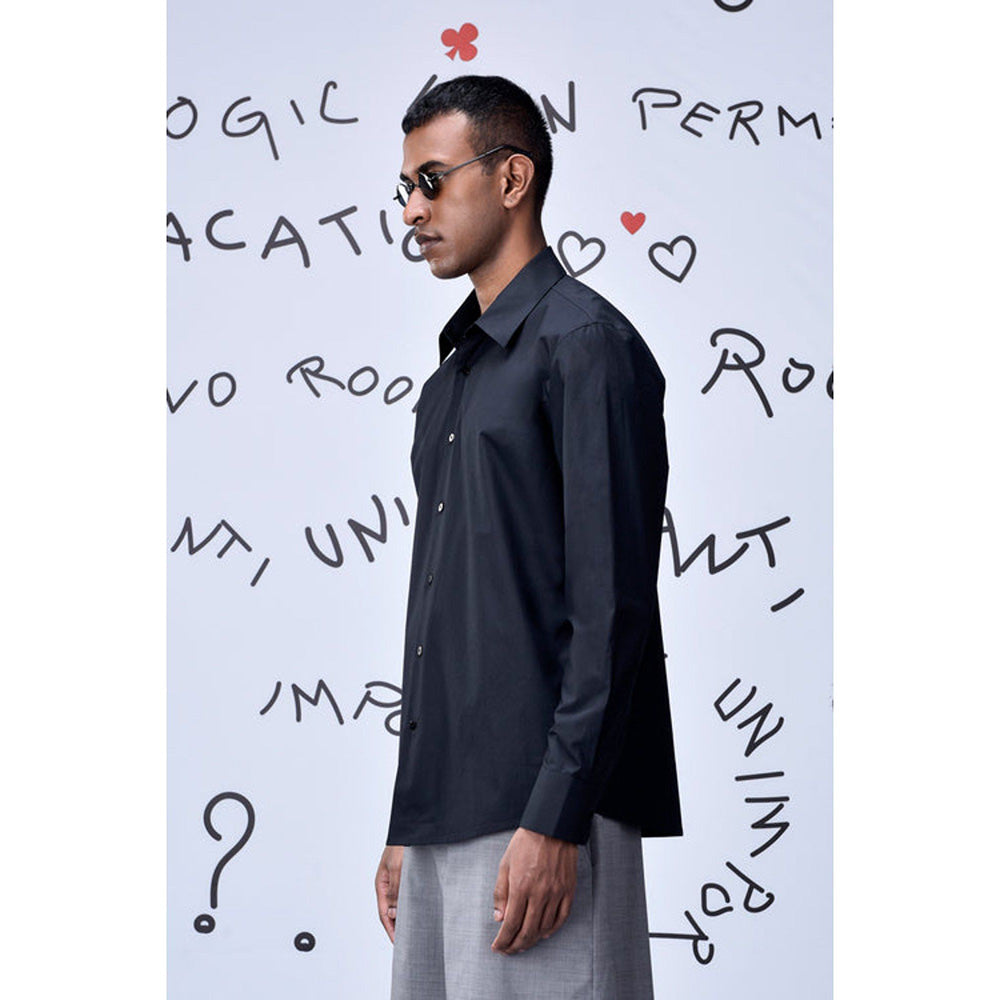 Genes Lecoanet Hemant Cotton Poplin Regular Fit Shirt- Black
