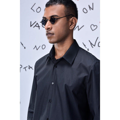 Genes Lecoanet Hemant Cotton Poplin Regular Fit Shirt- Black