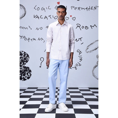 Genes Lecoanet Hemant Cotton Poplin Regular Fit Shirt- Pearl Grey