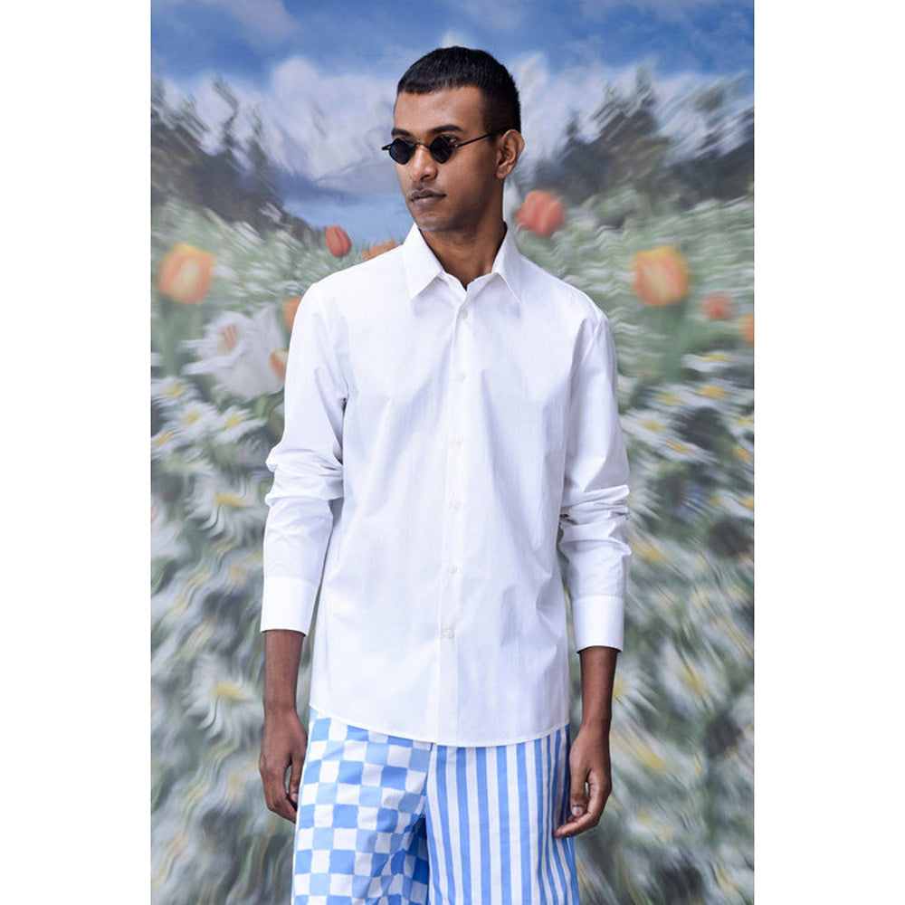 Genes Lecoanet Hemant Cotton Poplin Regular Fit Shirt- White