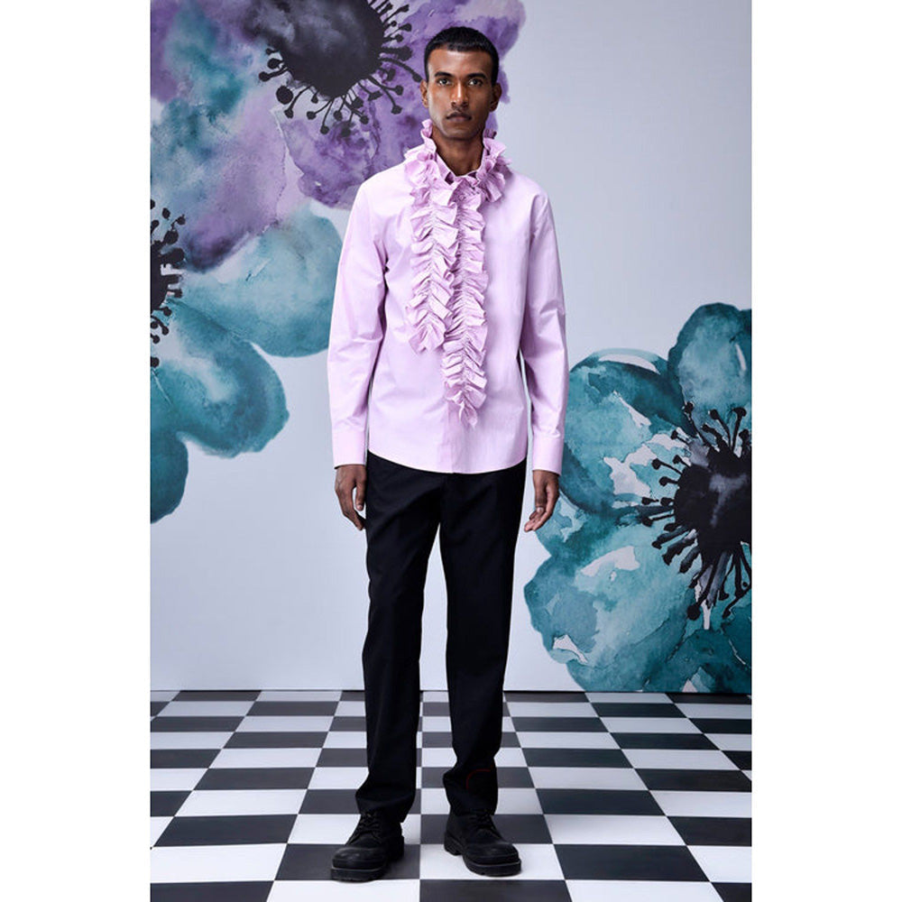 Genes Lecoanet Hemant Detachable Ruffle Collar Regular Fit Shirt- Smoothie Pink