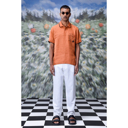 Genes Lecoanet Hemant Dark Caramel Linen Polo