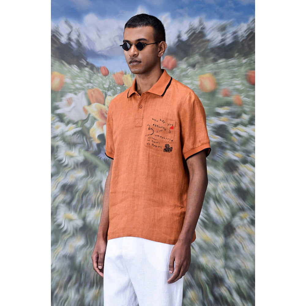 Genes Lecoanet Hemant Dark Caramel Linen Polo