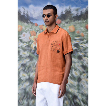 Genes Lecoanet Hemant Dark Caramel Linen Polo