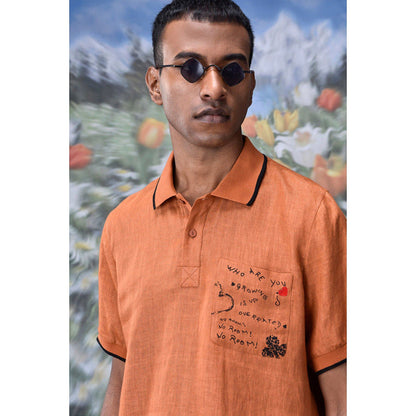 Genes Lecoanet Hemant Dark Caramel Linen Polo