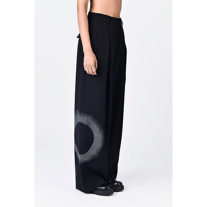 Genes Lecoanet Hemant Easy Fit Pleated Trousers with Flap Pockets and Eclipse Print