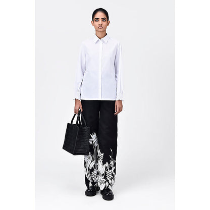 Genes Lecoanet Hemant Women's Regular Fit Cotton Button-Up Shirt-White