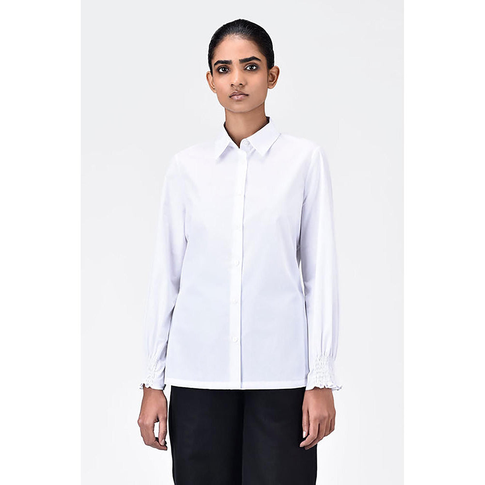 Genes Lecoanet Hemant Women's Regular Fit Cotton Button-Up Shirt-White