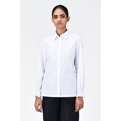 Genes Lecoanet Hemant Women's Regular Fit Cotton Button-Up Shirt-White
