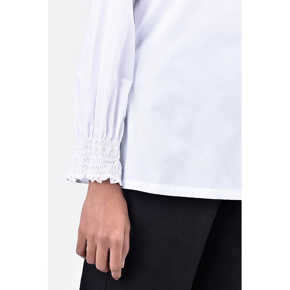 Genes Lecoanet Hemant Women's Regular Fit Cotton Button-Up Shirt-White