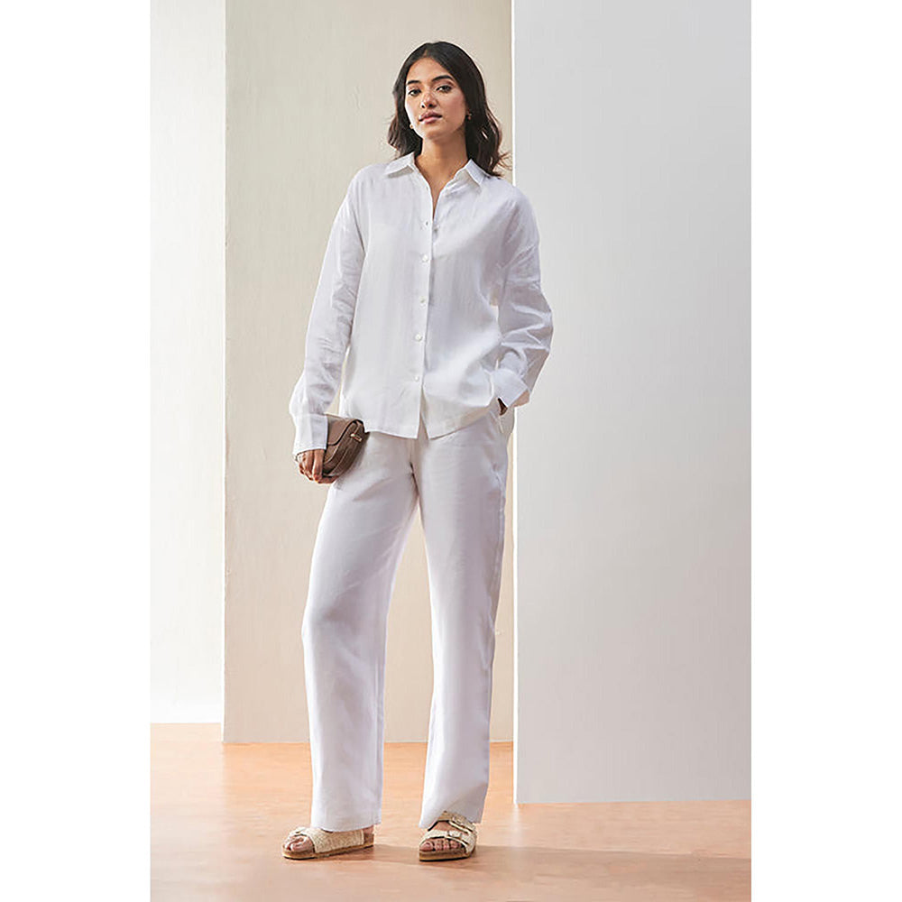 Genes Lecoanet Hemant White Linen Shirt With Wide Cuff