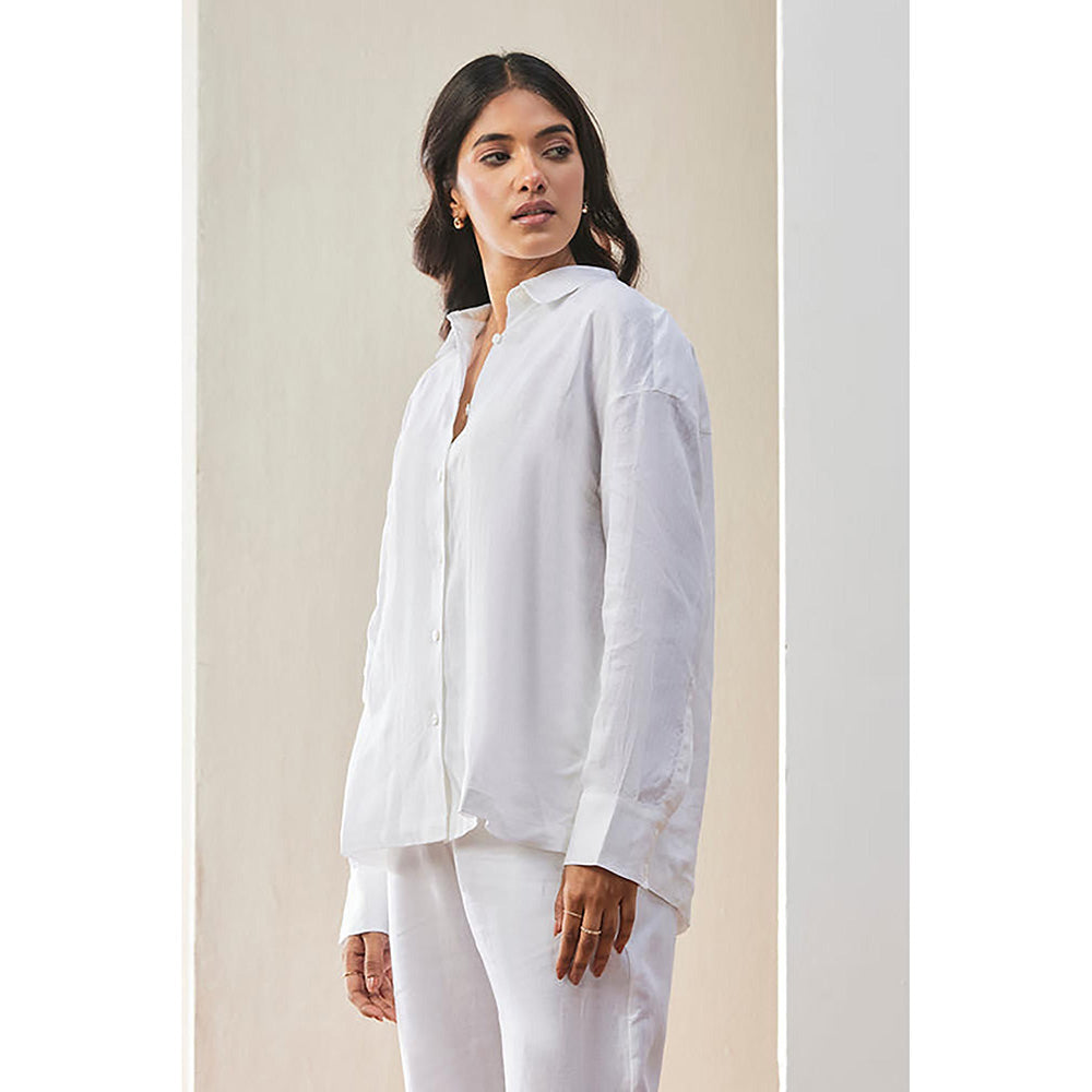 Genes Lecoanet Hemant White Linen Shirt With Wide Cuff