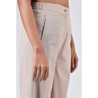Genes Lecoanet Hemant Cotton Light Twill Straight Fit Trousers With Knee Pleats