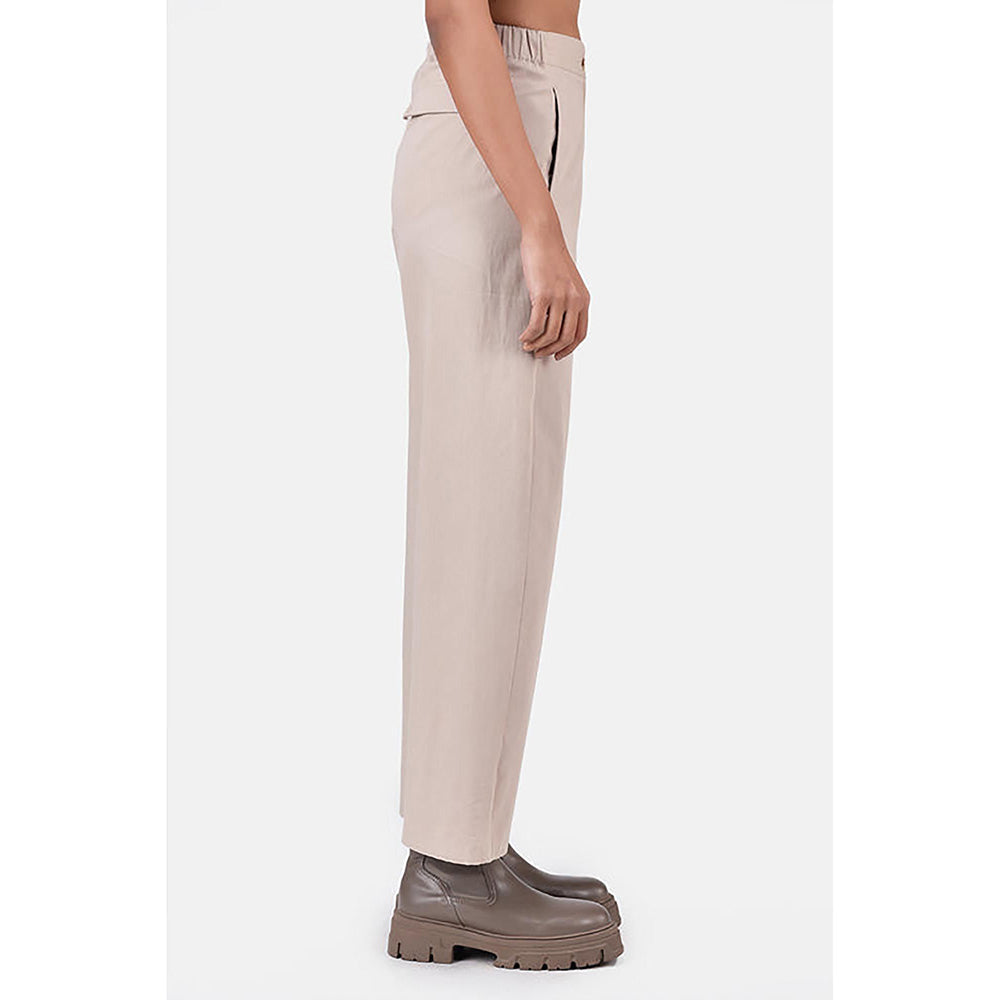 Genes Lecoanet Hemant Cotton Light Twill Straight Fit Trousers With Knee Pleats