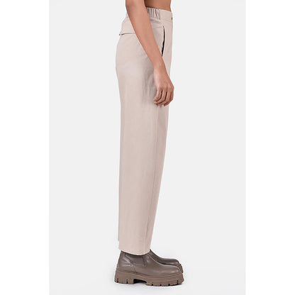 Genes Lecoanet Hemant Cotton Light Twill Straight Fit Trousers With Knee Pleats