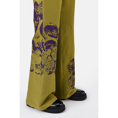 Genes Lecoanet Hemant Slim Fit Boot Cut Linen Herringbone Trouser