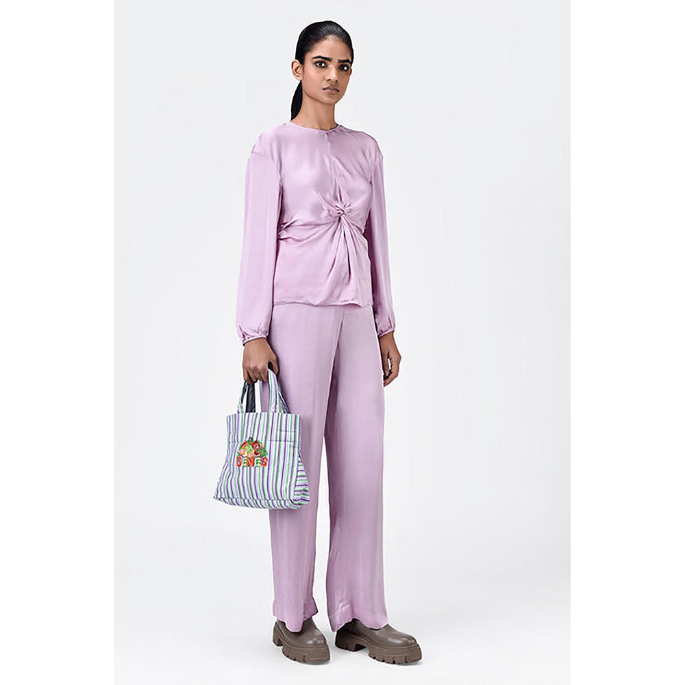 Genes Lecoanet Hemant Straight Fit Viscose Satin Trousers With Elastic Waist And Drawstrings