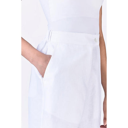Genes Lecoanet Hemant White Linen Straight Fit Trousers