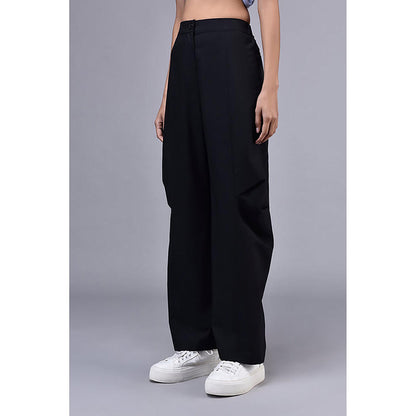 Genes Lecoanet Hemant Side Pleat Relax Fit Trousers- Black