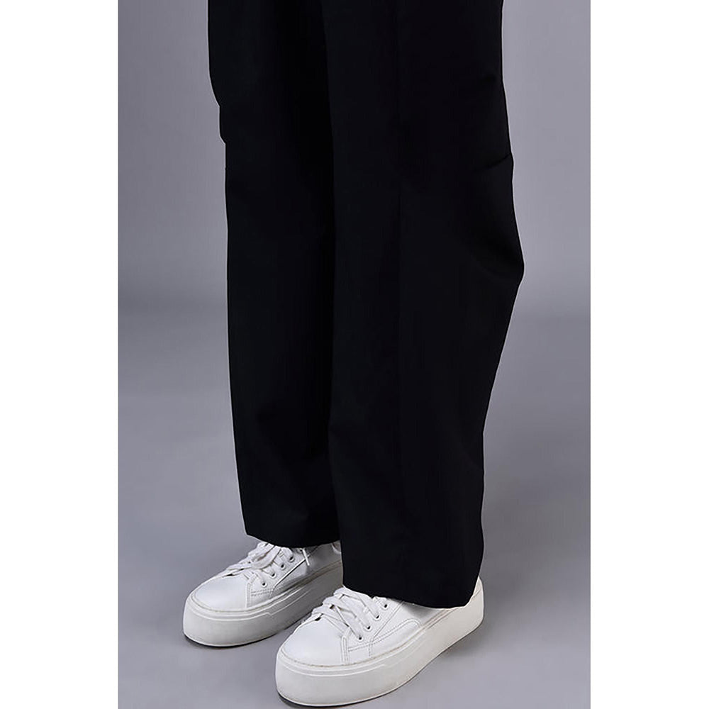 Genes Lecoanet Hemant Side Pleat Relax Fit Trousers- Black