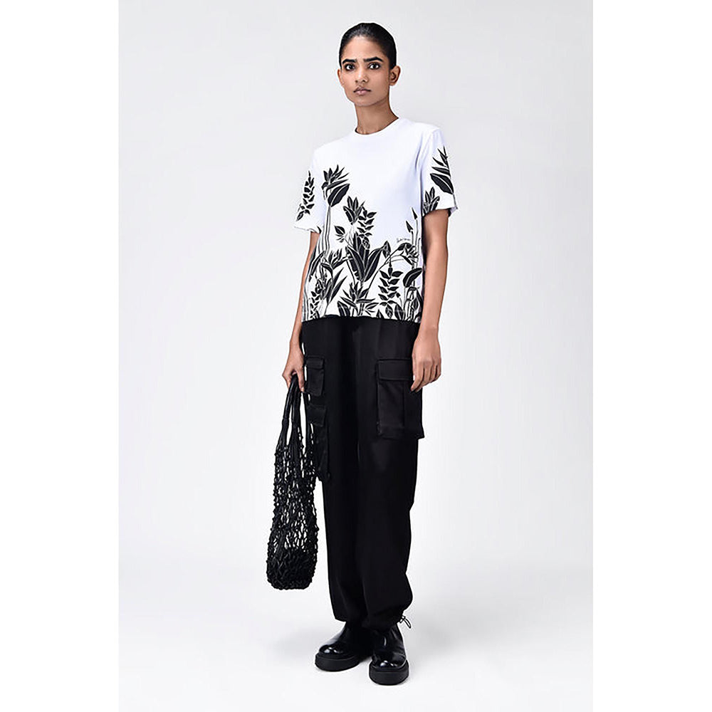 Genes Lecoanet Hemant Regular Fit Crew Neck T-Shirt With Tropical Print