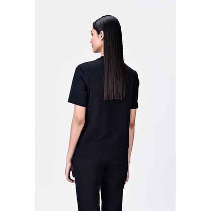 Genes Lecoanet Hemant Cotton T-Shirt With Uv Flower Sticker -Black