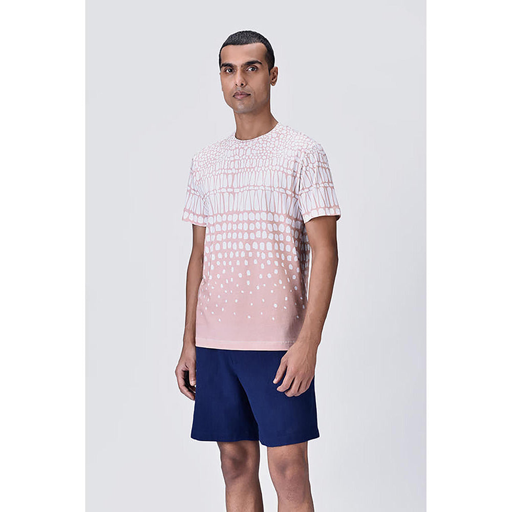 Genes Lecoanet Hemant Regular Fit Crew Neck T-Shirt With Cell Degrade Print
