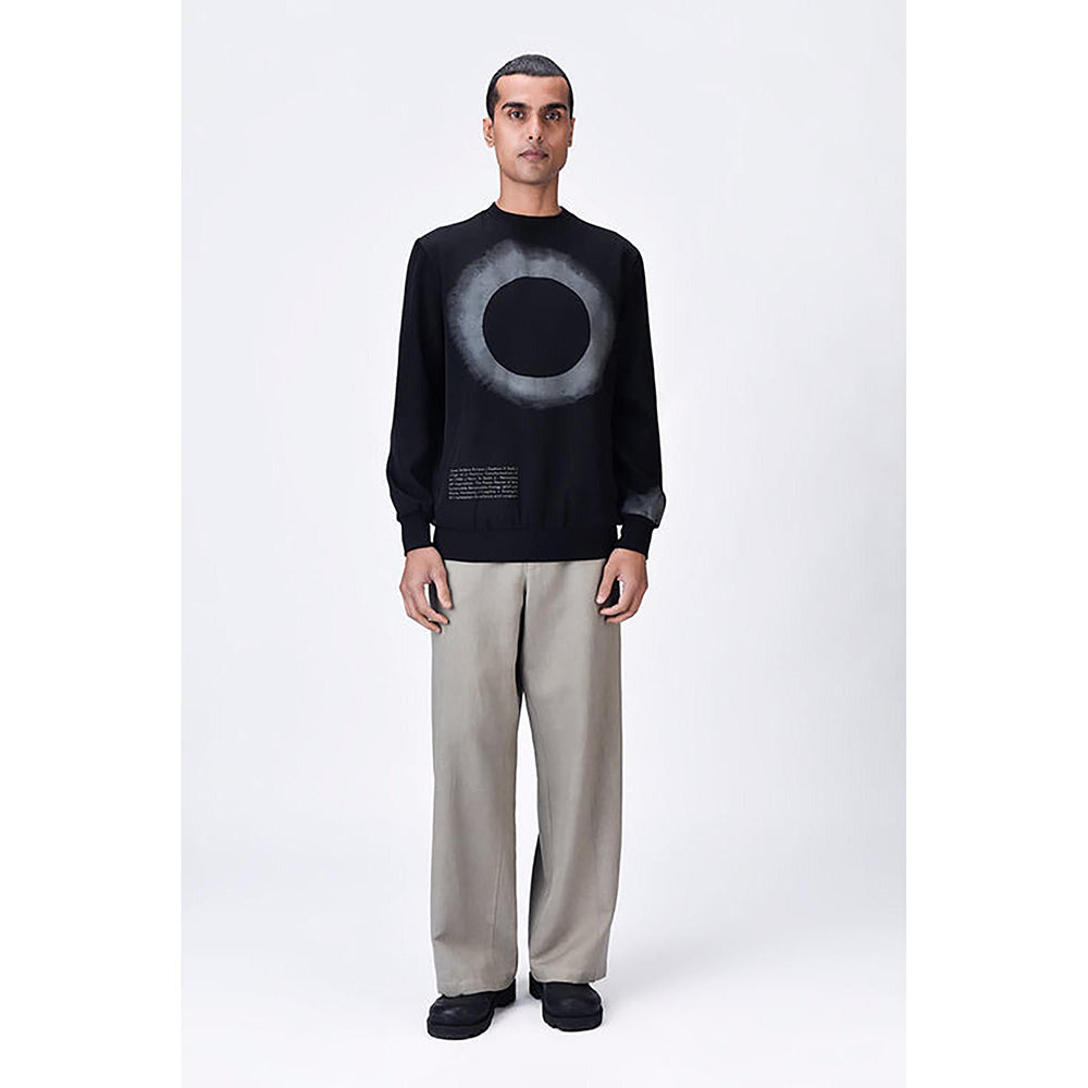 Genes Lecoanet Hemant Black Banana Crepe Sweatshirt With Eclipse Print