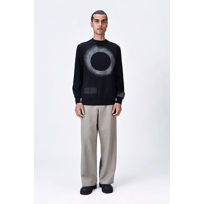 Genes Lecoanet Hemant Black Banana Crepe Sweatshirt With Eclipse Print