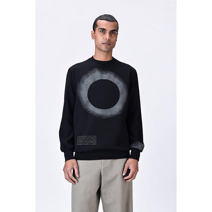 Genes Lecoanet Hemant Black Banana Crepe Sweatshirt With Eclipse Print