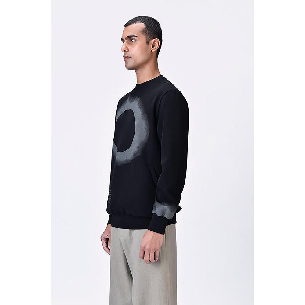 Genes Lecoanet Hemant Black Banana Crepe Sweatshirt With Eclipse Print