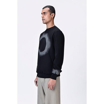 Genes Lecoanet Hemant Black Banana Crepe Sweatshirt With Eclipse Print