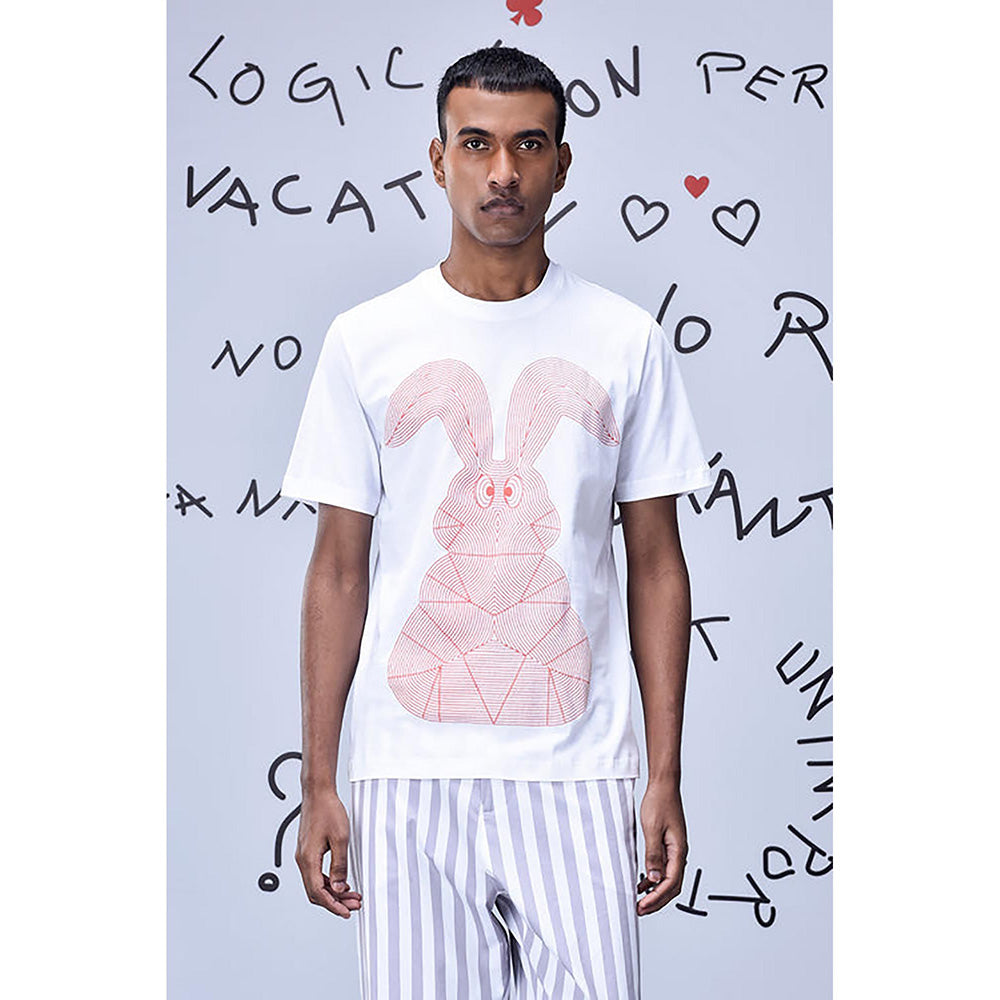 Genes Lecoanet Hemant Linear Rabbit T-Shirt- White