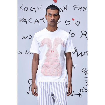 Genes Lecoanet Hemant Linear Rabbit T-Shirt- White