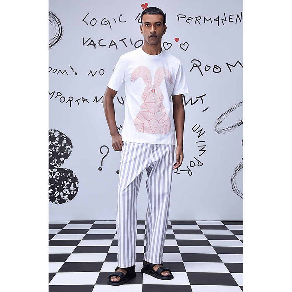 Genes Lecoanet Hemant Linear Rabbit T-Shirt- White