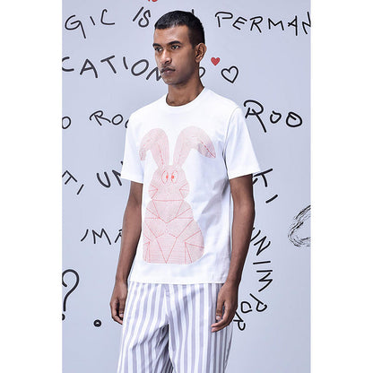 Genes Lecoanet Hemant Linear Rabbit T-Shirt- White