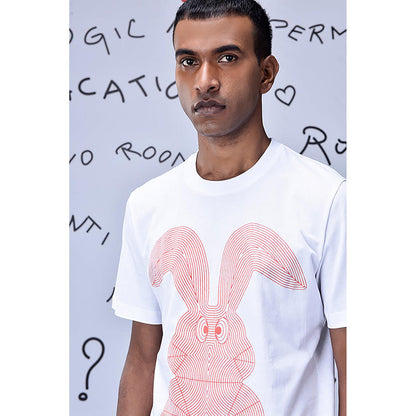 Genes Lecoanet Hemant Linear Rabbit T-Shirt- White