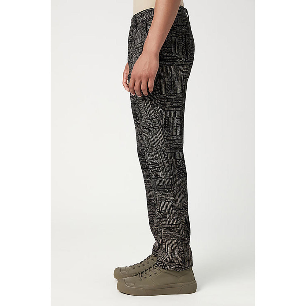 Genes Lecointe Hemant Slim Fit Trousers with All-Over Kantha Print