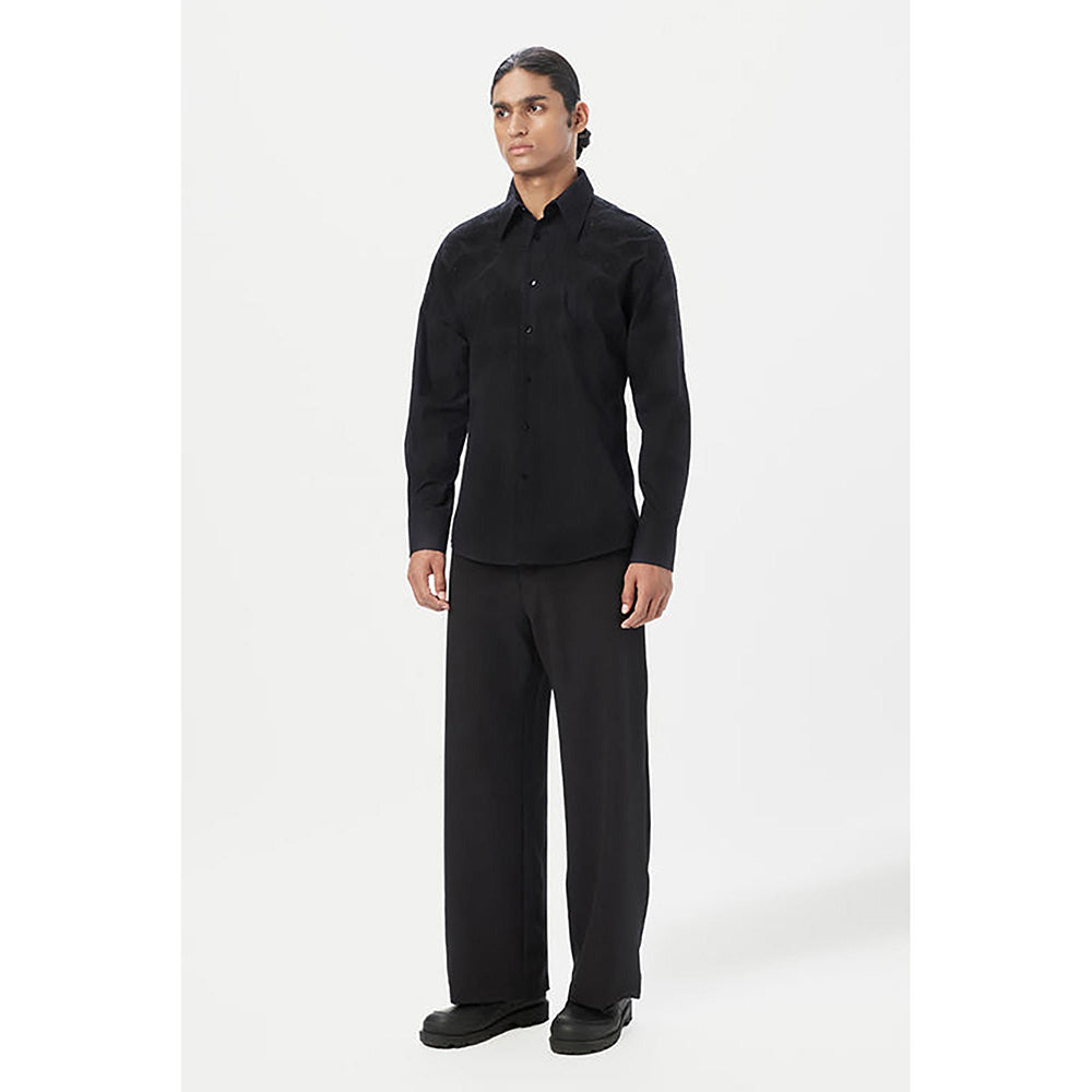 Genes Lecointe Hemant Regular Fit Button-Up Shirt with Gingko Thread Embroidery
