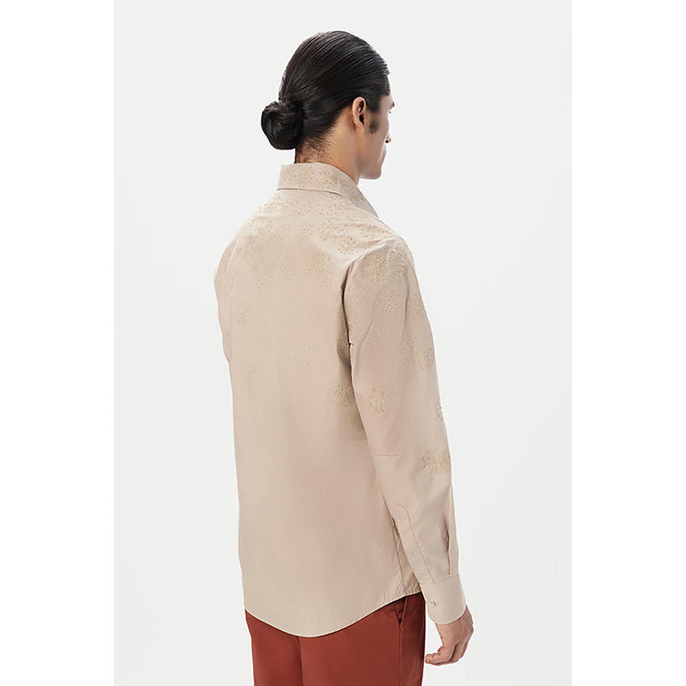 Genes Lecointe Hemant Regular Fit Button-Up Shirt with Gingko Thread Embroidery