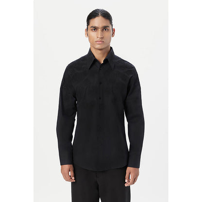 Genes Lecointe Hemant Regular Fit Button-Up Shirt with Gingko Thread Embroidery