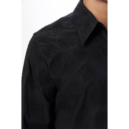 Genes Lecointe Hemant Regular Fit Button-Up Shirt with Gingko Thread Embroidery